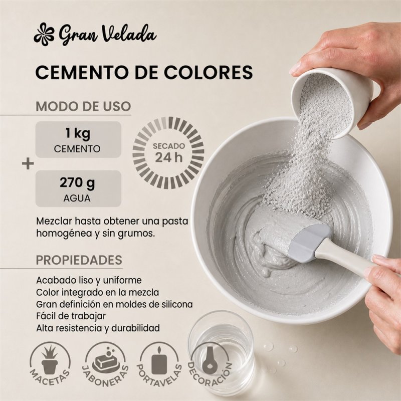 Instrucciones de uso cemento para figuras gris claro