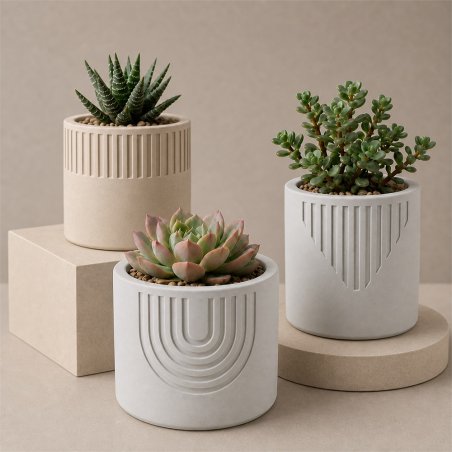 Macetas decorativas cemento para figuras gris claro