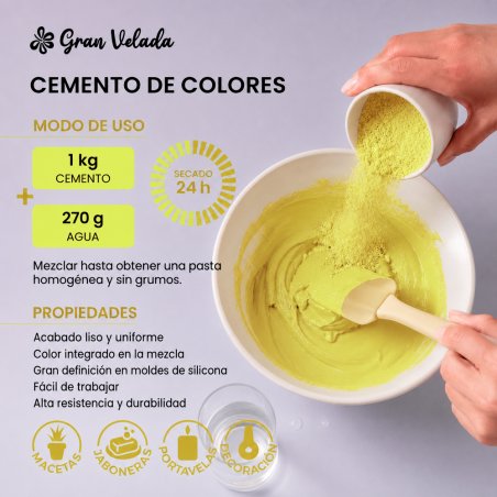 Como mezclar cemento para figuras amarillo limón con agua para manualidades