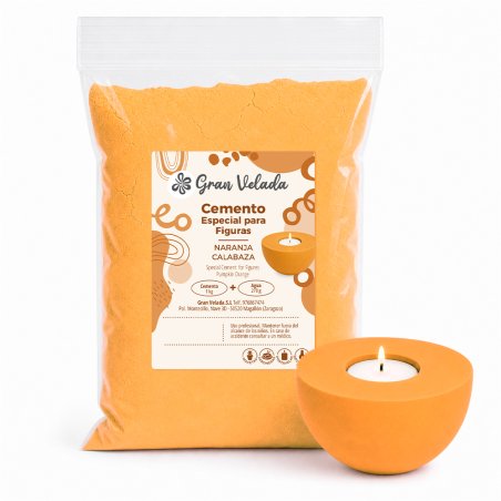 Cemento para figuras naranja calabaza para manualidades y piezas decorativas