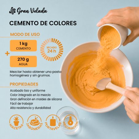 Como mezclar cemento para figuras naranja calabaza con agua para manualidades