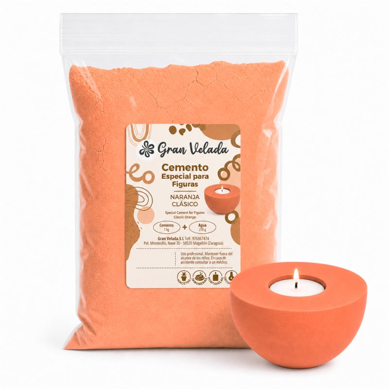 Cemento para figuras naranja clásico para manualidades y piezas decorativas