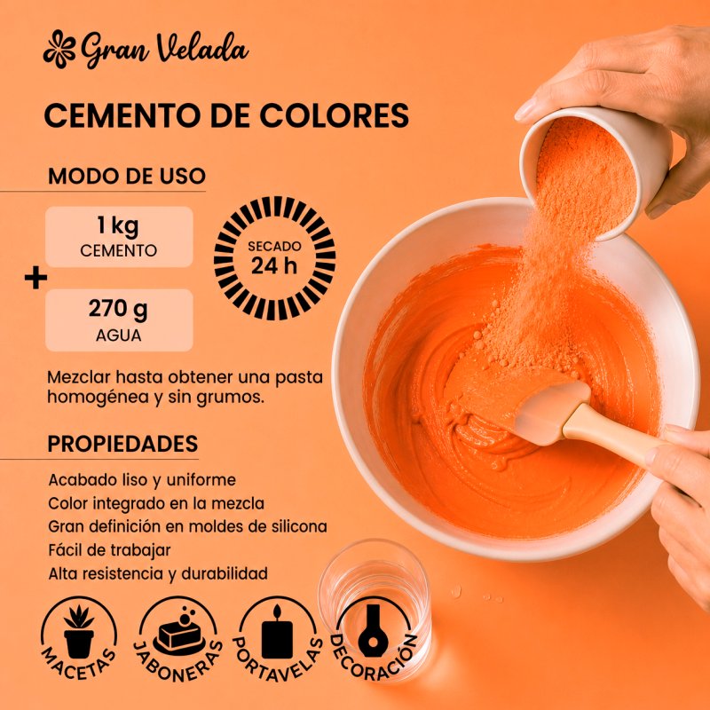 Como mezclar cemento para figuras naranja neón con agua para manualidades