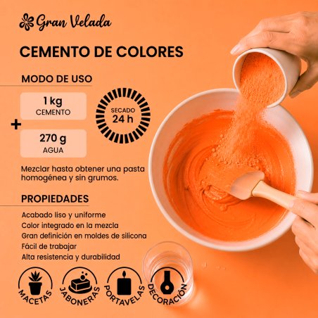 Como mezclar cemento para figuras naranja neón con agua para manualidades