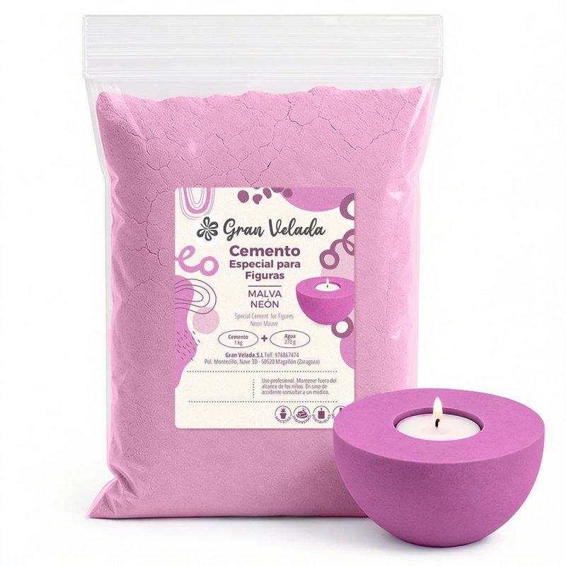 Cemento para figuras malva neón para manualidades y piezas decorativas