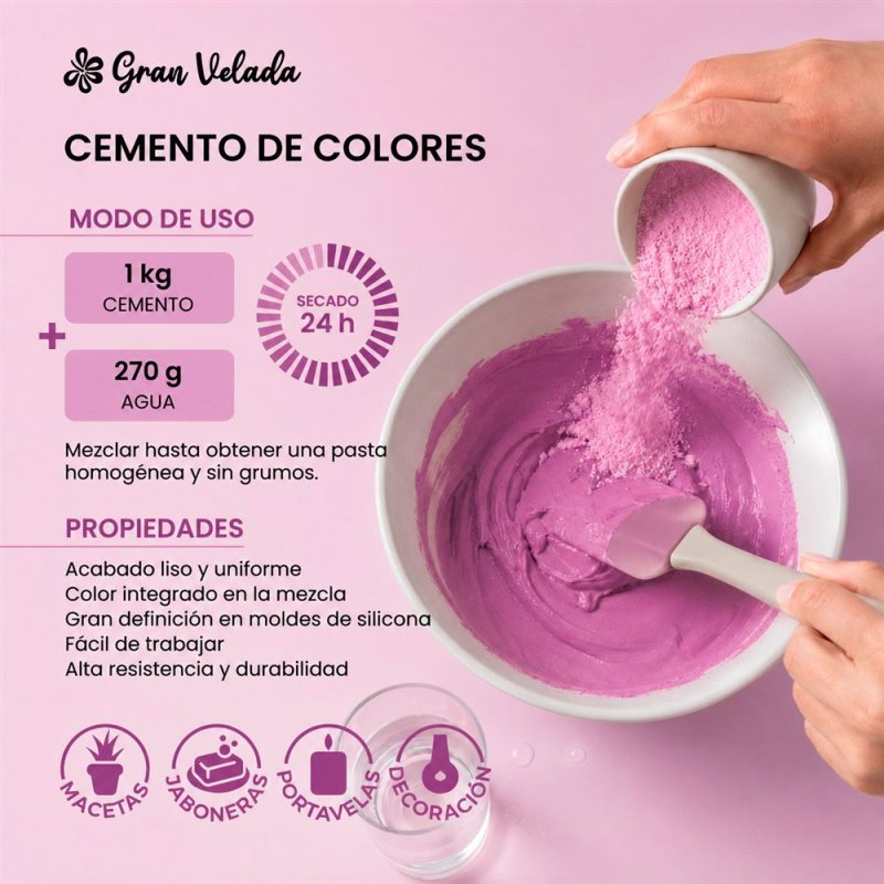 Como mezclar cemento para figuras malva neón con agua para manualidades