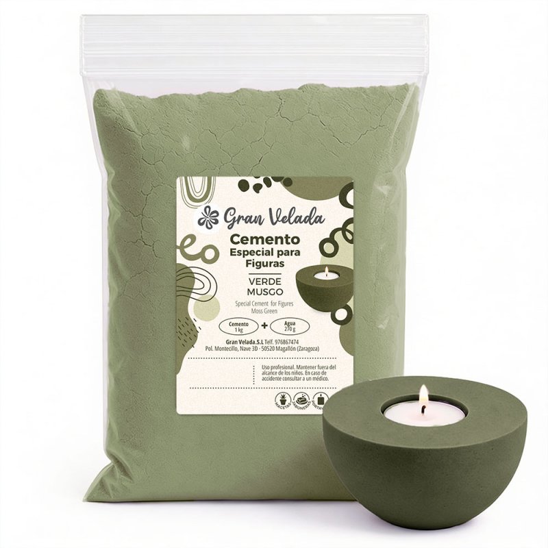 Cemento para figuras verde musgo para manualidades y piezas decorativas