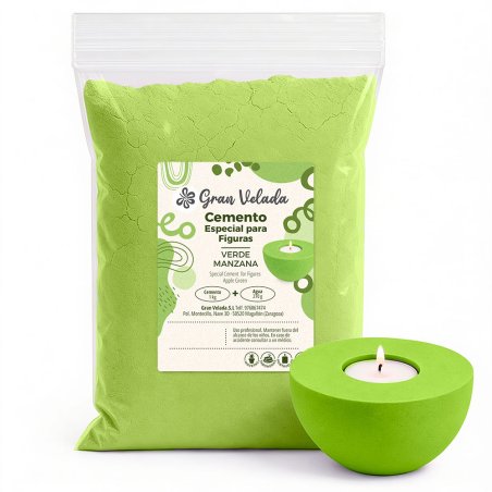 Cemento para figuras verde manzana para manualidades y piezas decorativas