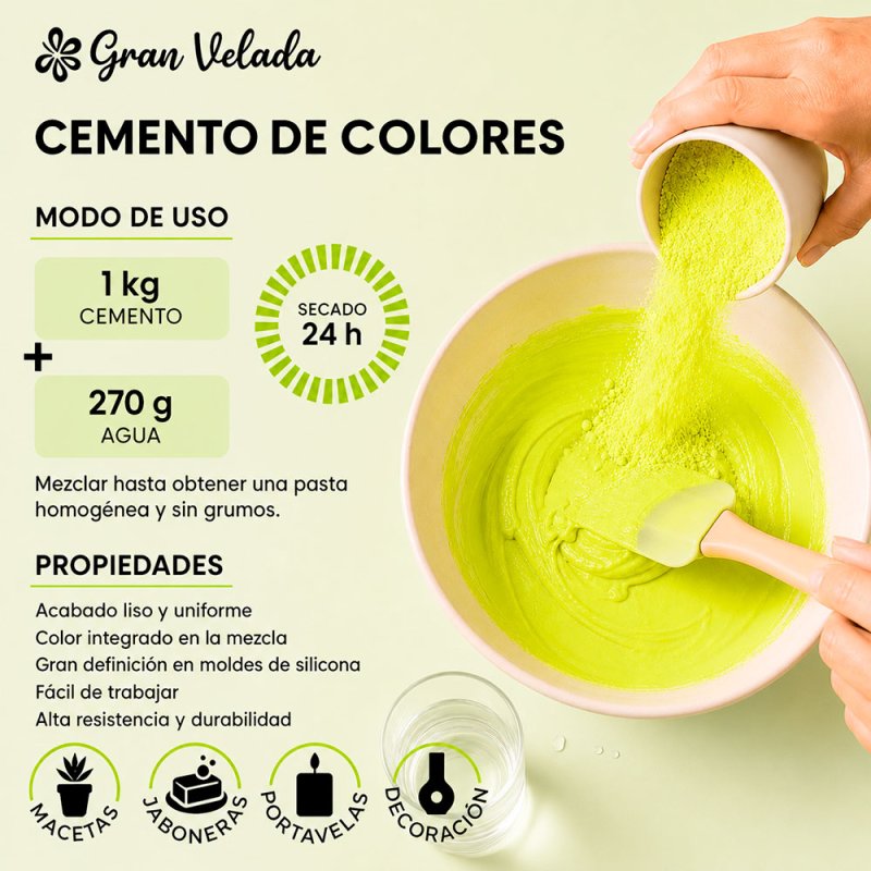 Como mezclar cemento para figuras amarillo neón con agua para manualidades