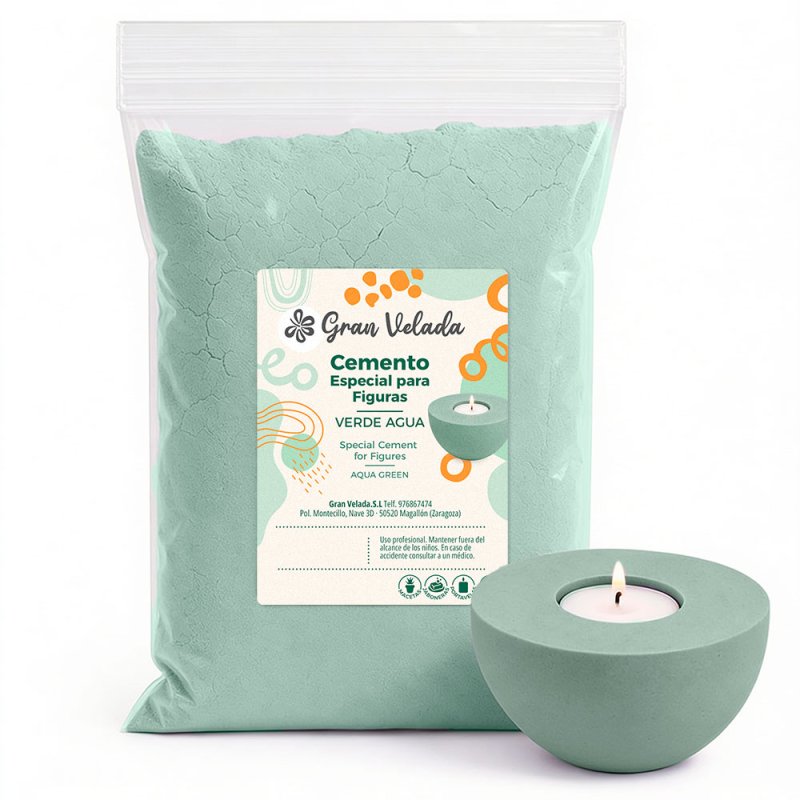Cemento para figuras verde agua para manualidades y piezas decorativas