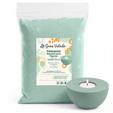 Cemento para figuras verde agua para manualidades y piezas decorativas