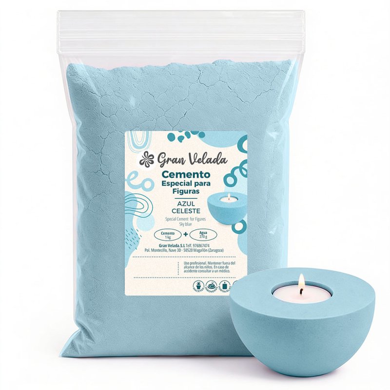 Cemento para figuras azul celeste para manualidades y piezas decorativas