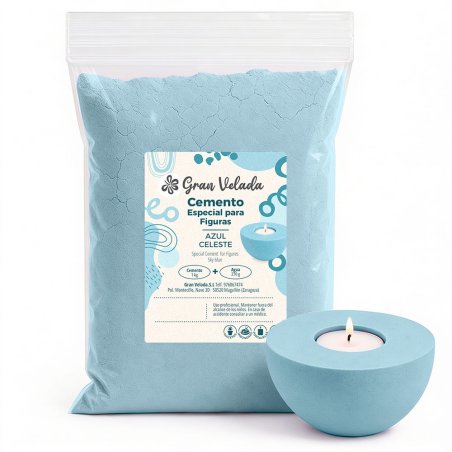 Cemento para figuras azul celeste para manualidades y piezas decorativas