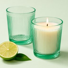 Verres en verre vert strié 260 ml pour bougies
