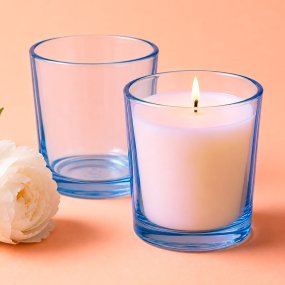 Copos de vidro azul liso 260 ml para velas