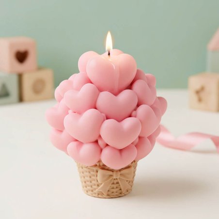 Molde para velas cesta de corazones