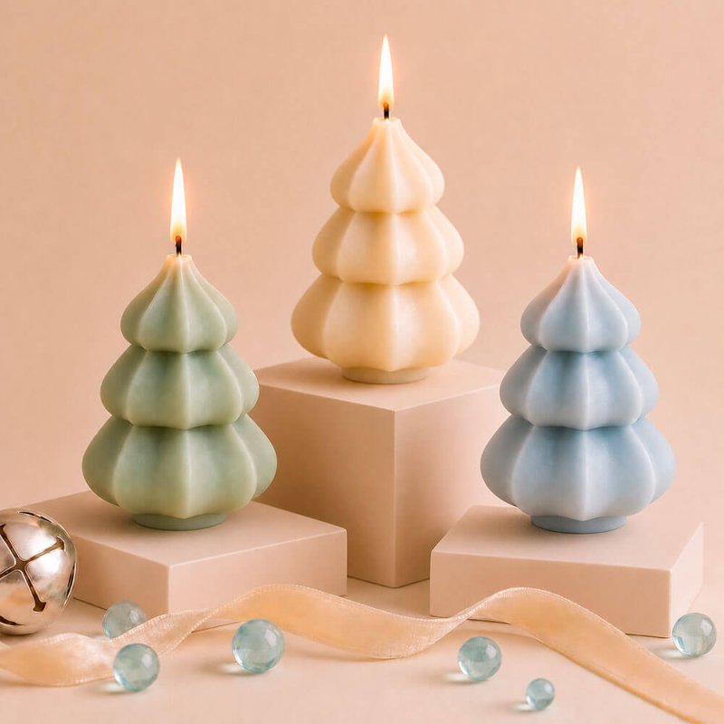 Velas árbol de Navidad escalonadas en varios colores