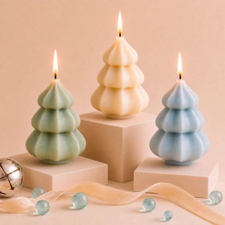 Velas árbol de Navidad escalonadas en varios colores
