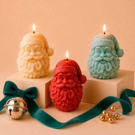 Velas cabeza de Papá Noel en varios colores