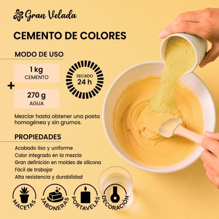 Como mezclar cemento para figuras color mostaza con agua para manualidades