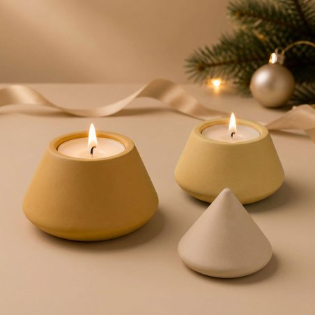 Molde portavelas de escayola con forma de árbol de navidad