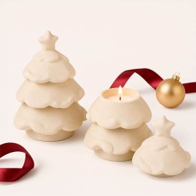 Moule à bougeoir sapin de Noël organique avec étoile