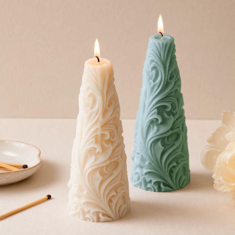 Molde para velas cónicas con decoración hojas acanto