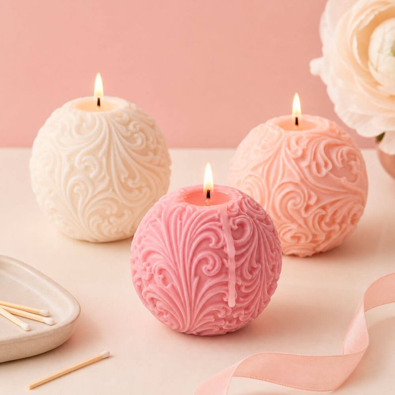 Molde velas redondas con decoración barroca