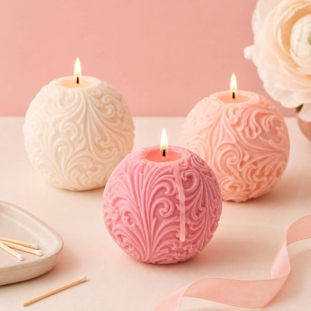 Molde velas redondas con decoración barroca
