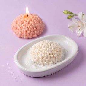 Molde para velas e sabonetes meia esfera de flores 5 cm