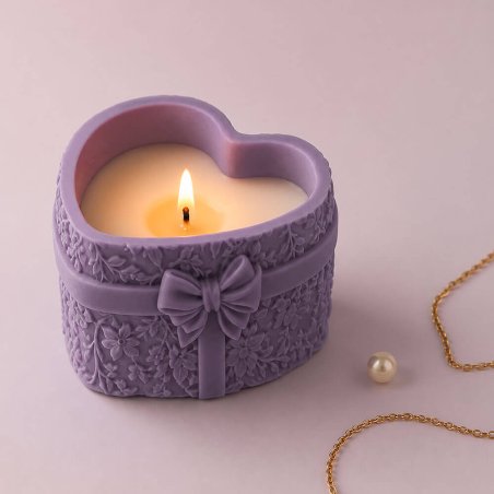 Molde para hacer portavelas casero con forma de caja de corazón