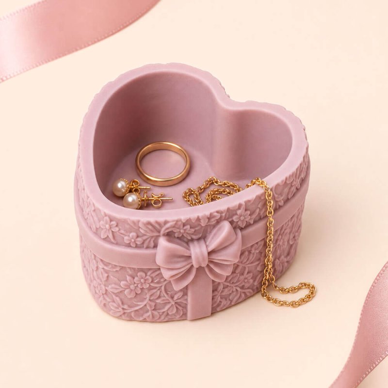 Molde para hacer joyero con forma de caja de corazón