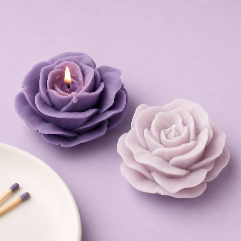 Molde para hacer velas caseras con forma de rosa abierta