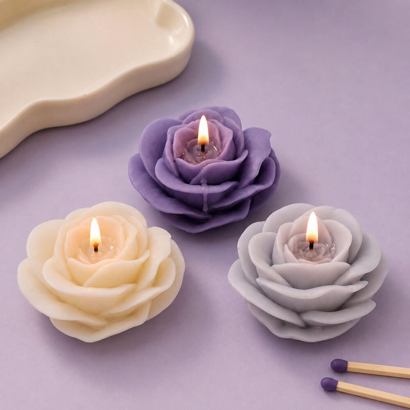 Molde para hacer velas caseras con forma rosa natural