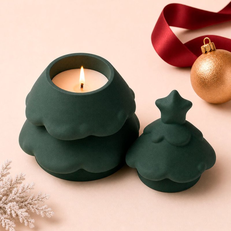 Molde para hacer portavelas casero con forma de árbol de Navidad