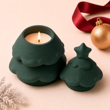 Molde para hacer portavelas casero con forma de árbol de Navidad