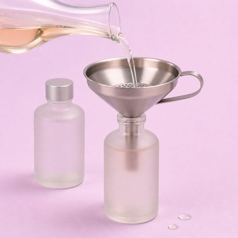 Embudo de acero con filtro para cosmética