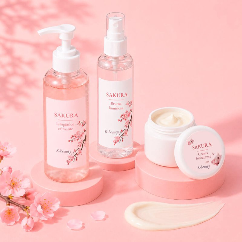 Bruma iluminadora, limpiador calmante y crema hidratante k-beauty