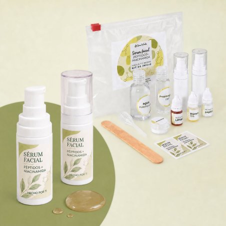 Set para hacer sérum facial de péptidos y niacinamida. Materiales e instrucciones