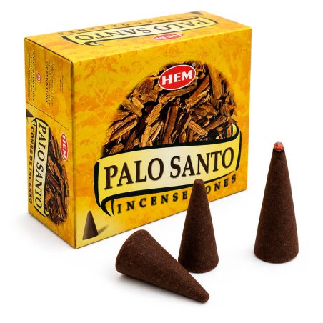 Caja de incienso de madera de palo santo en conos