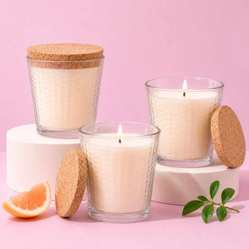 Vaso 280 ml con relieve para hacer velas