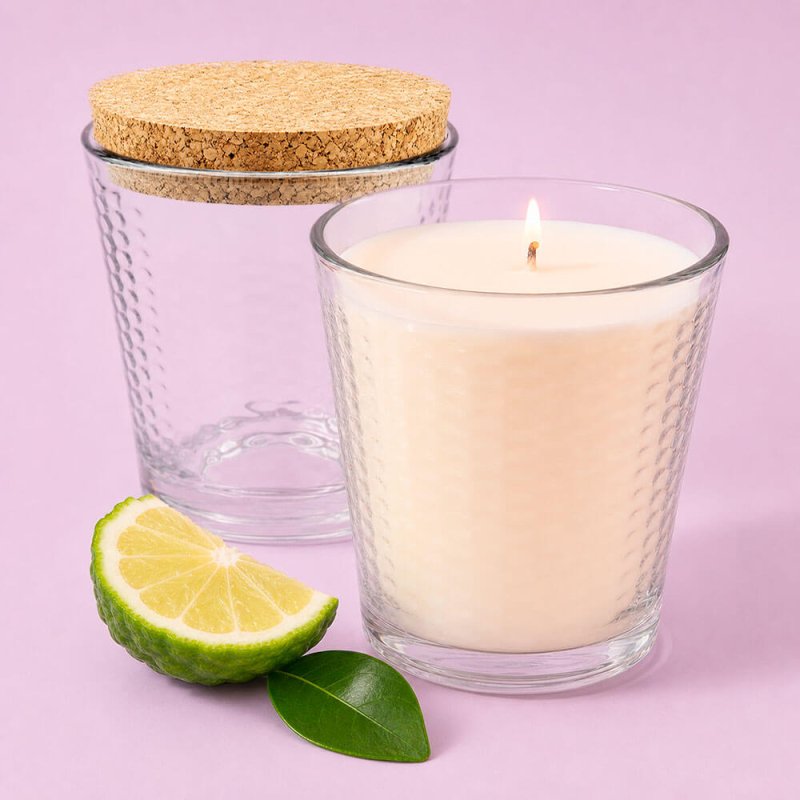 Vaso 280 ml panal de abejas con tapa de corcho para velas
