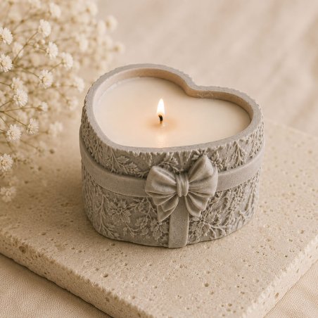 Molde para hacer portavelas con forma de caja de regalo de corazón