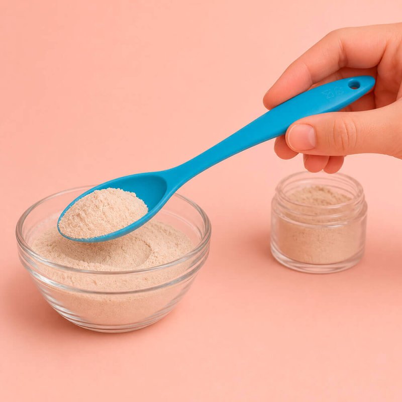 Cuchara de silicona para preparar cremas