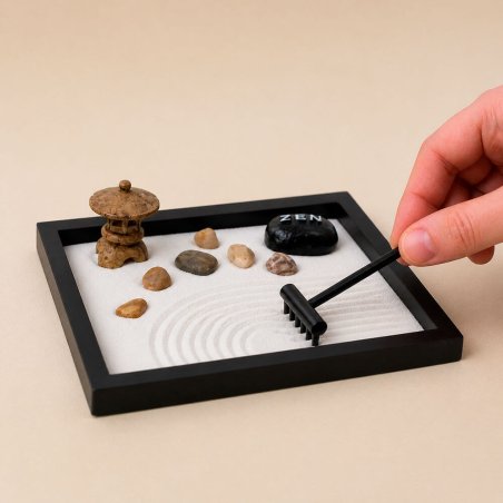 Jardín zen con piedras naturales para relajación
