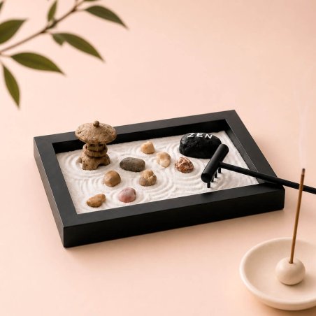 Jardín zen con piedras naturales