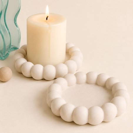 Molde plato con perlas base para velas 13 cm