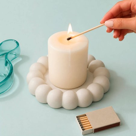 Molde para hacer plato de cemento con perlas base para velas 13 cm