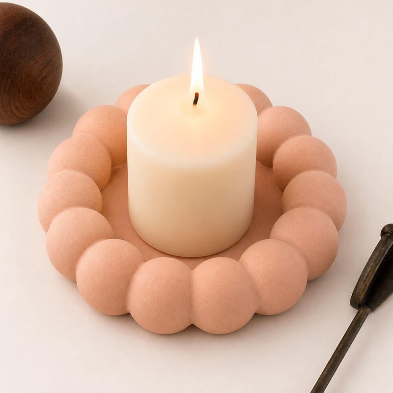 Molde para hacer bandeja de cemento con decoración de bolas