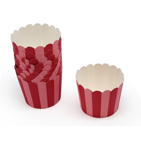Capsules de cupcake rayures verticales rouges et grenat - 2